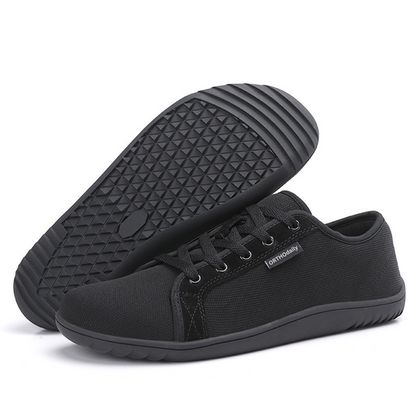Wide Zero Drop Sneakers - StrideEase-3.5-Black-Nora Luxe