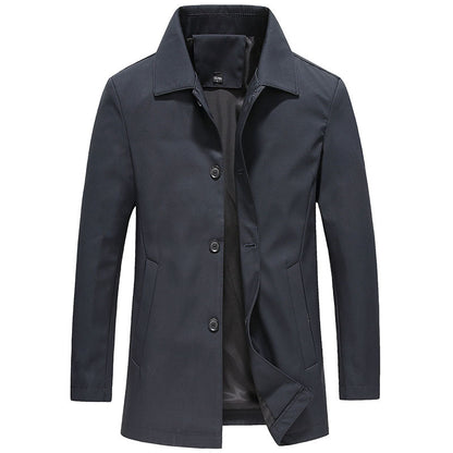 Windproof Long Men's Coat in Solid Colour - Koen-Nora Luxe