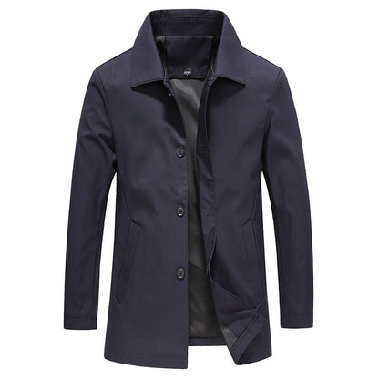 Windproof Long Men's Coat in Solid Colour - Koen-Nora Luxe