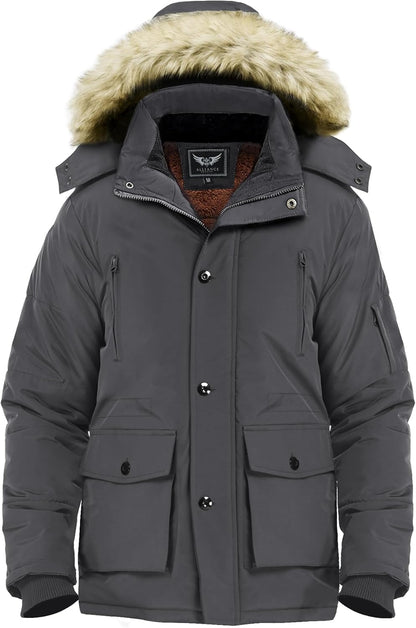 Winter coat with removable hood for men - Gabriel-Gray-S-Nora Luxe