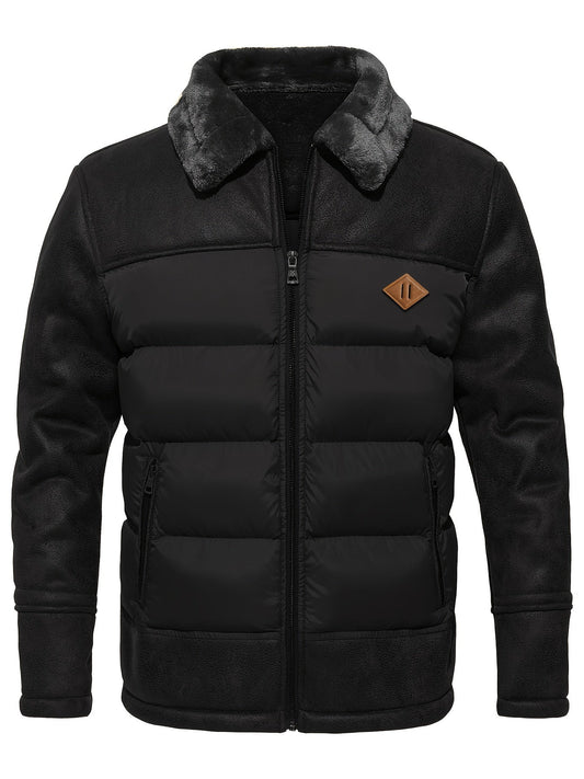 Winter Warm Fleece Jacket for Men - Jasper-Black-S-Nora Luxe