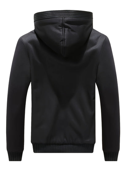 Winter Warm Fleece Jacket with Hood - Dario-Bordeaux red-S-Nora Luxe