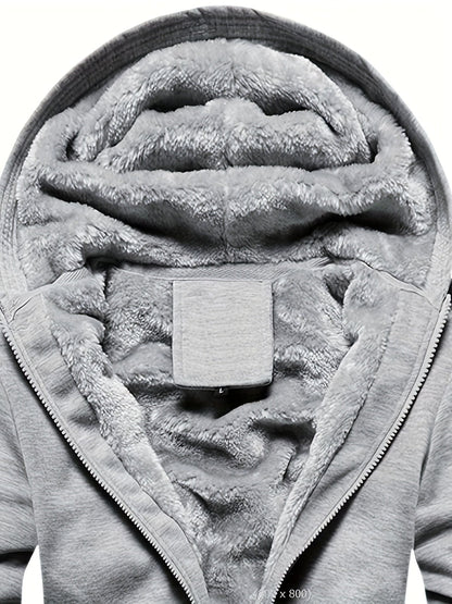 Winter Warm Fleece Jacket with Hood - Dario-Bordeaux red-S-Nora Luxe