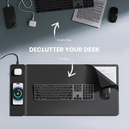 Wireless Rechargeable Desk Mat - ChargePad Flex-Black-Nora Luxe