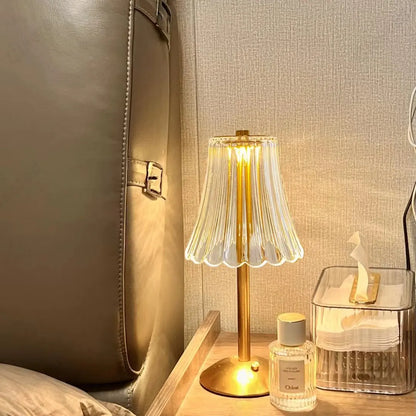Wireless Table Lamp with Crystal Decor and Dimmable Lighting - GlamLight-Nora Luxe