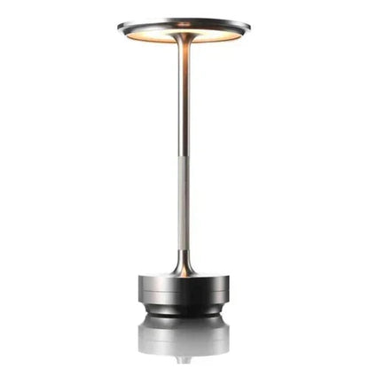 Wireless USB Rechargeable Design Table Lamp - GlowBeam-Silver-Nora Luxe