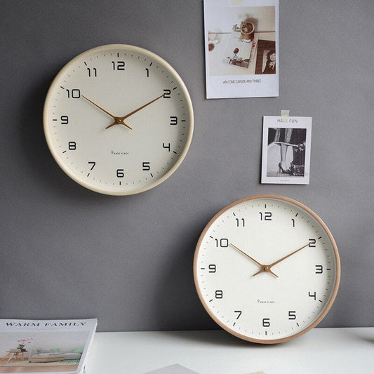 Wooden Wall Clock - NordicTimber-Brown-9.84 × 9.84 in-Nora Luxe