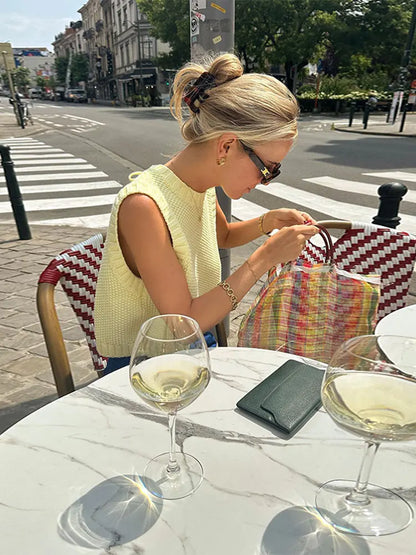 Yellow Ladies Knit Top with Airy Knit Structure – Eliza-S-State of Style