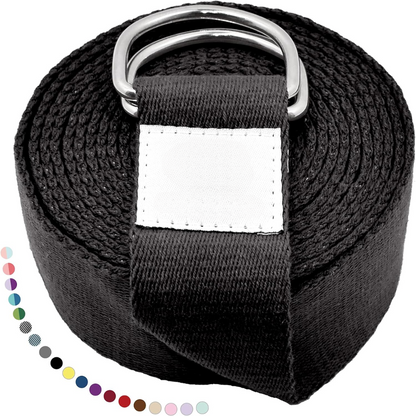 Yoga Band with Adjustable D-Ring Buckle-Black-70.87 in-Nora Luxe