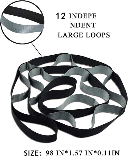 Yoga Stretch Band with 12 Loops-Black-Nora Luxe