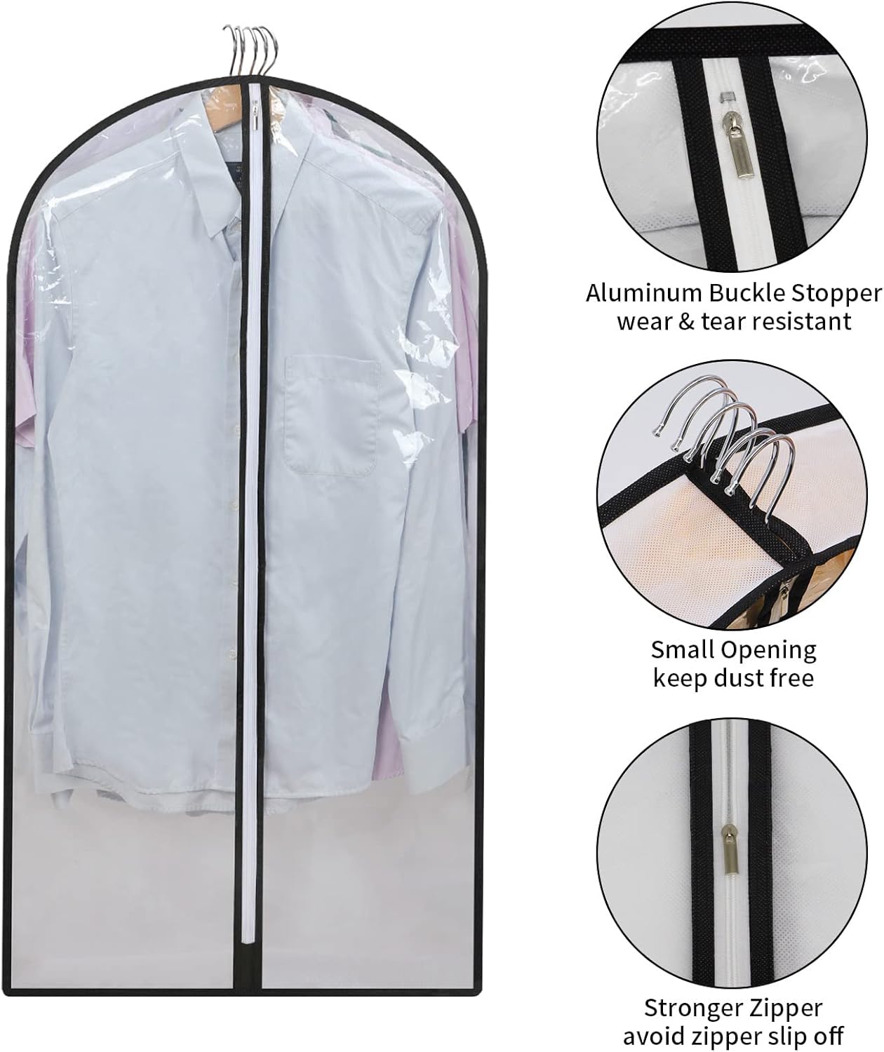 PEVA Garment Cover Set – 24-Pack Hanging Garment Covers in 3 Sizes