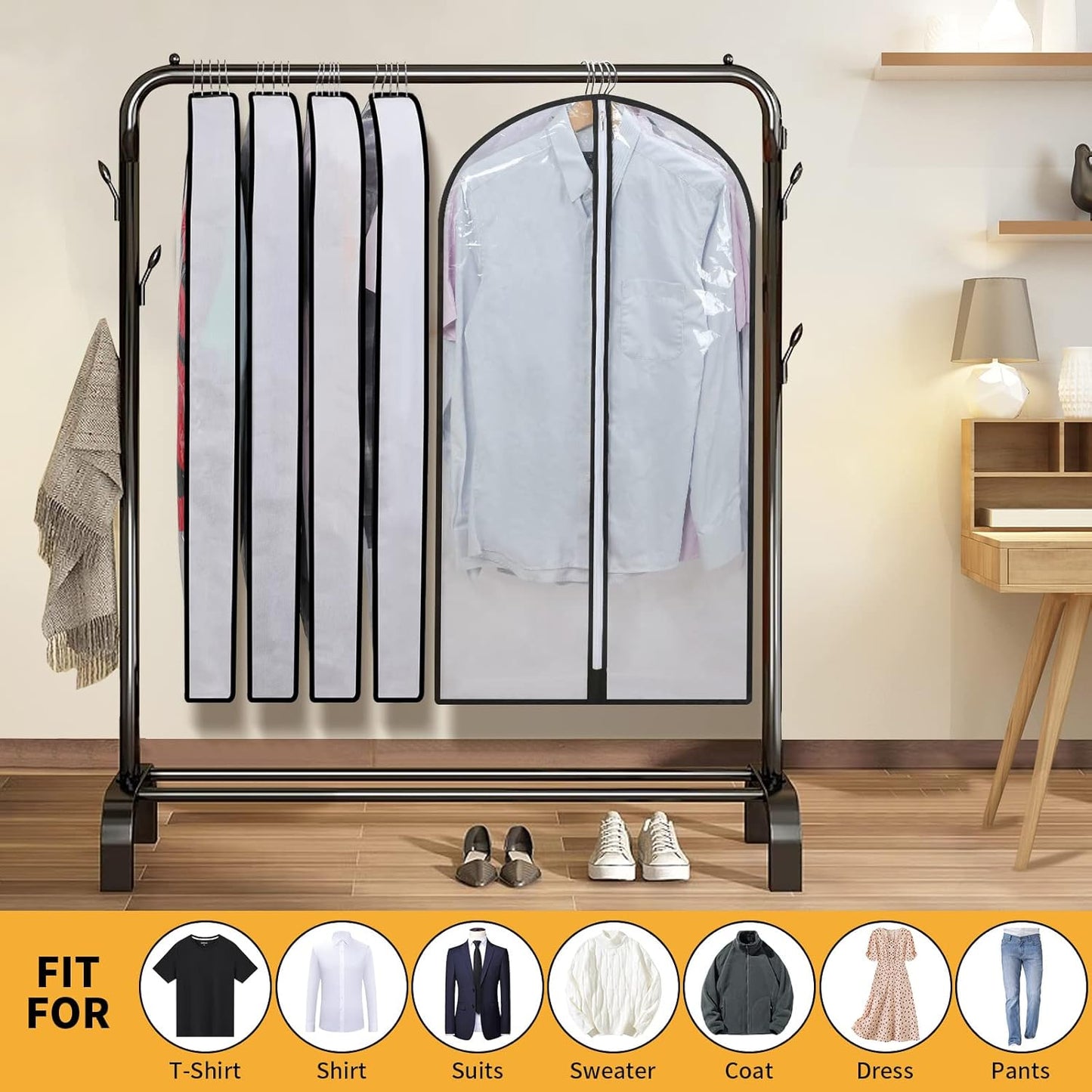 PEVA Garment Cover Set – 24-Pack Hanging Garment Covers in 3 Sizes